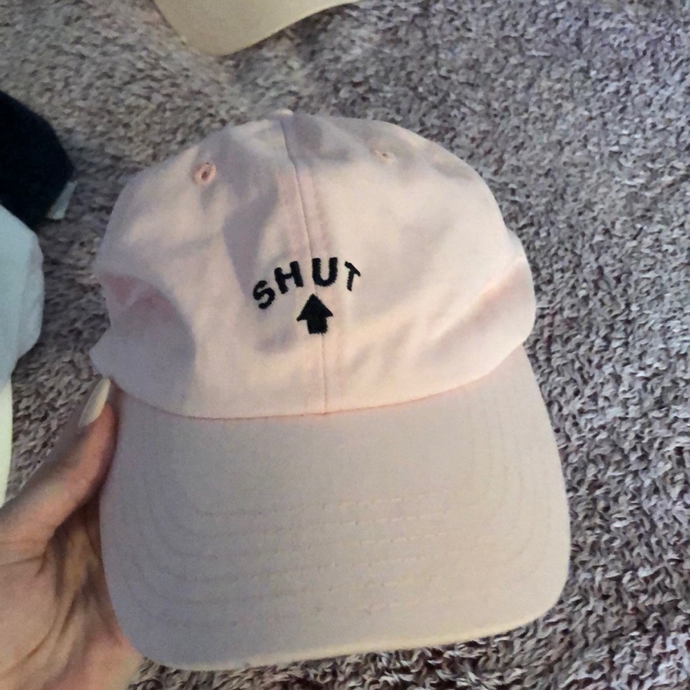 Light pink “shut up” hat